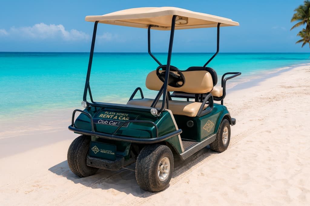 Isla Mujeres Golf Cart Rental – 4px Gasoline Isla Mujeres Golf Cart Rental - Playa Norte Rent a Car